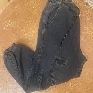 Free People distressed denim joggers